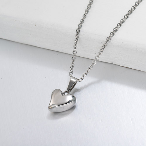 Stainless Steel Dainty Mini Heart Pendant Necklace -SSNEG143-32714