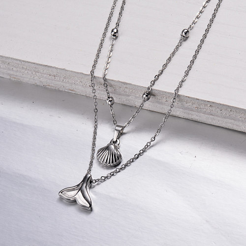 Stainless Steel Marine Beach Style Layered Necklace -SSNEG143-32967