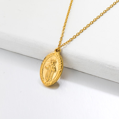 18k Gold Plated San Benito Medal Pendant Necklace -SSNEG143-32731