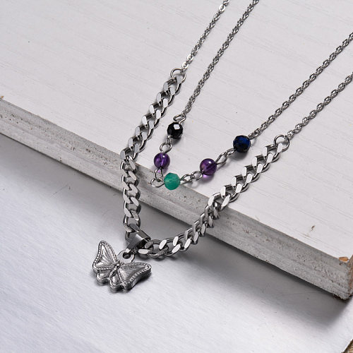 Stainless Steel Layered Necklace -SSNEG143-32877