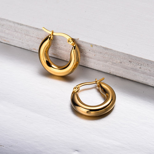 18k Gold Plated Tube Hoop Earrings -SSEGG143-32849