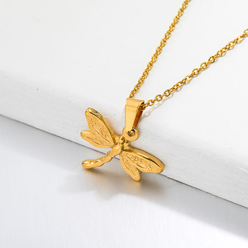 18k Gold Plated Dragonfly Pendant Necklace -SSNEG143-32688