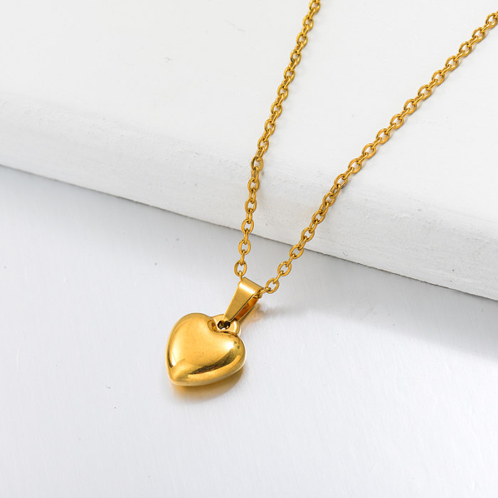 18k vergoldete zierliche Herz-Anhänger-Halskette -SSNEG143-32673
