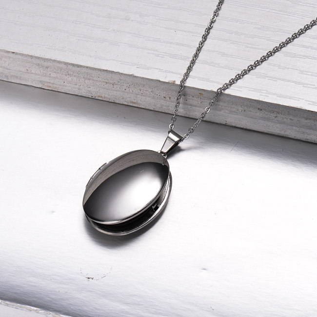 Stainless Steel Lock Pendant Necklace -SSNEG143-32856