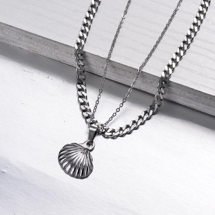 Stainless Steel Marine Beach Style Layer Necklace -SSNEG143-33007