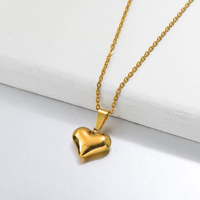 18k vergoldete zierliche Herz-Anhänger-Halskette -SSNEG143-32655