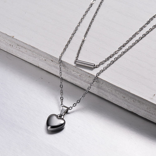 Stainless Steel Heart Layered Necklace -SSNEG143-32910