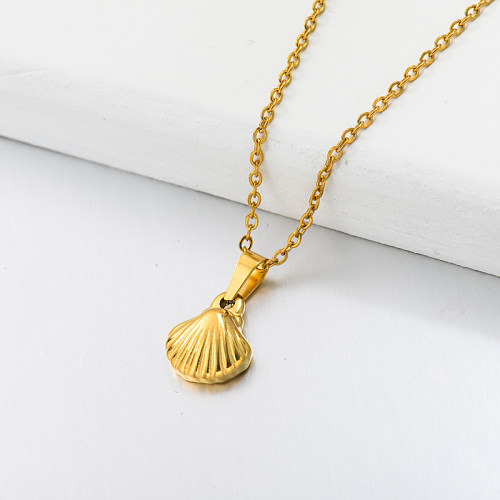 18k Gold Plated Dainty Shell Conch Pendant Necklace -SSNEG143-32674