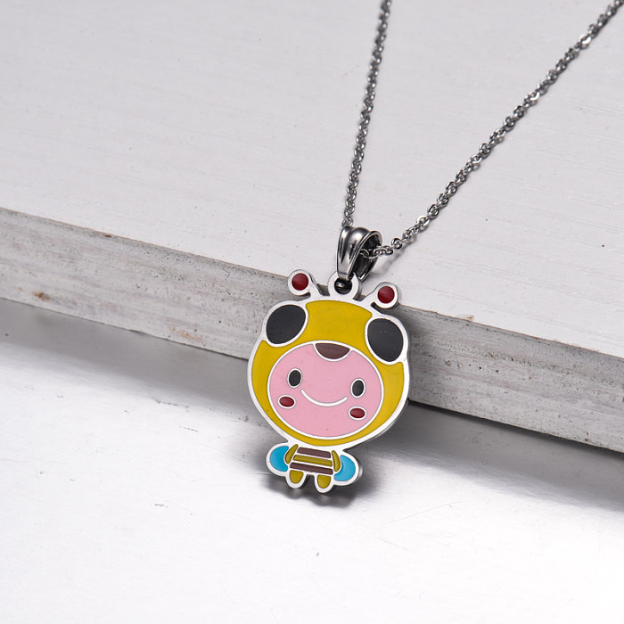 Stainless Steel Enamel Cute Pendant Necklace for Kids -SSNEG143-33028