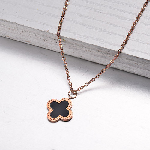 Rose Gold Plated Clover Pendant Necklace -SSNEG143-32834