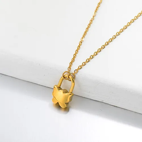 18k Gold Plated Butterfly Pin Pendant Necklace -SSNEG143-32766