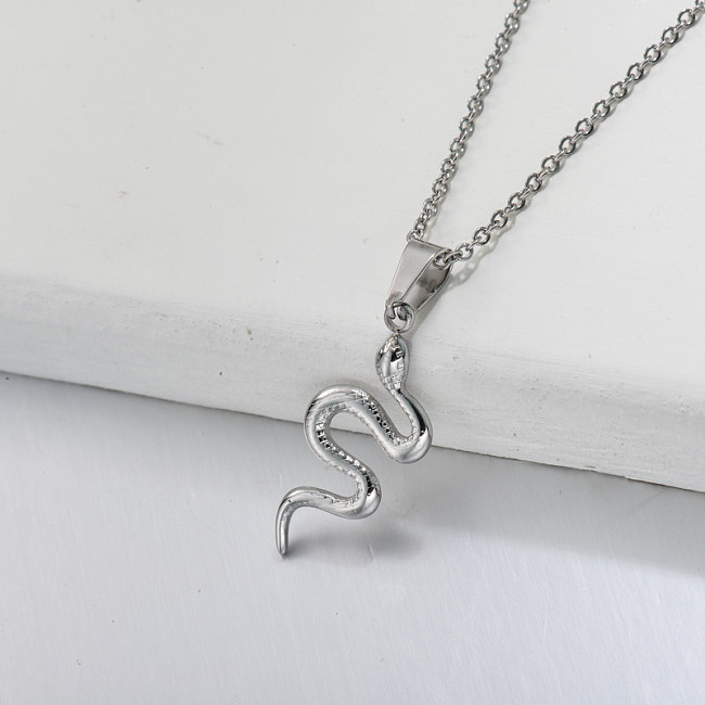 Stainless Steel Snake Pendant Necklace -SSNEG143-32719