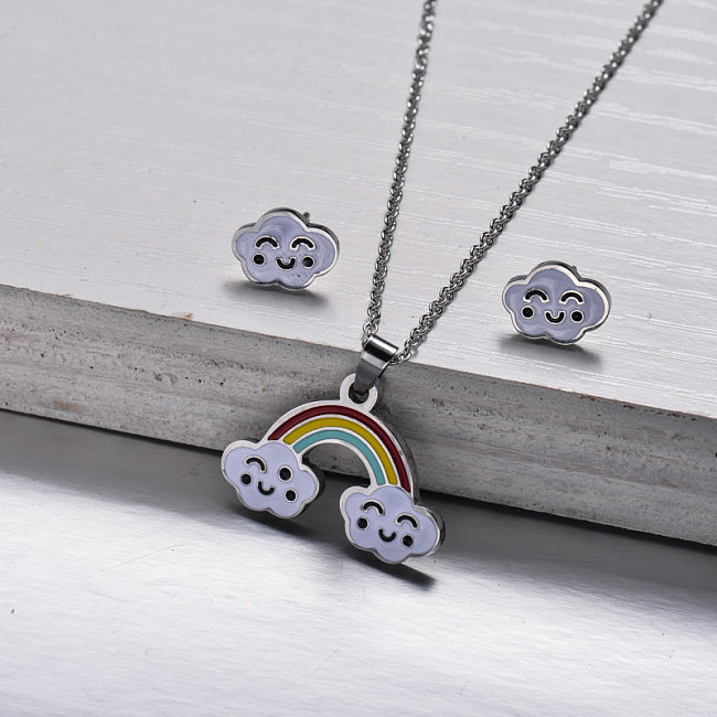 Conjuntos de joias fofas de esmalte de aço inoxidável para crianças -SSCSG143-33040