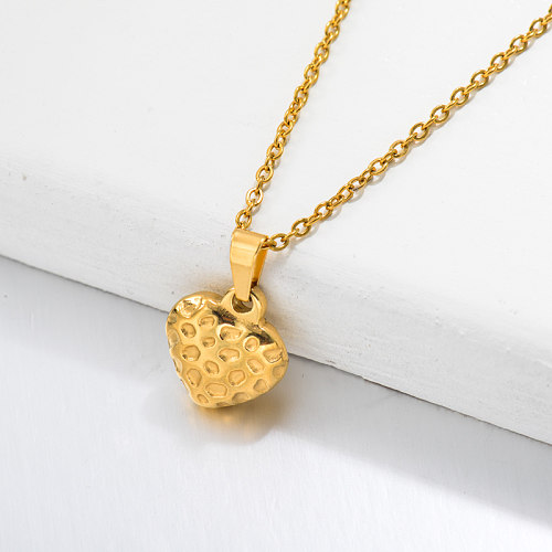 18k Gold Plated Strawberry Heart Pendant Necklace -SSNEG143-32682