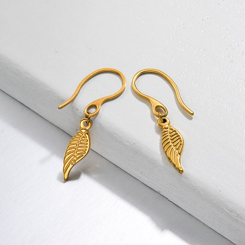18k Gold Plated Wing Drop Earrings -SSEGG143-32806