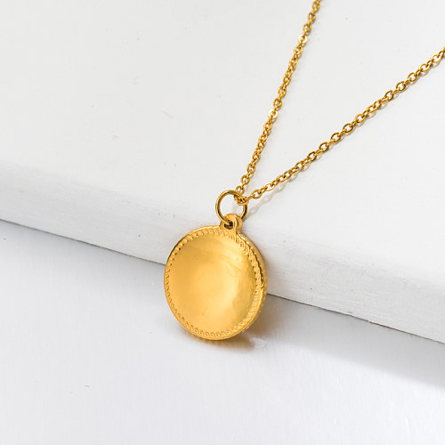 18k Gold Plated Round Pendant Necklace -SSNEG143-32748