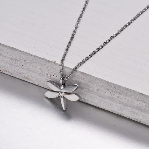 Stainless Steel Dragonfly Pendant Necklace -SSNEG143-32878
