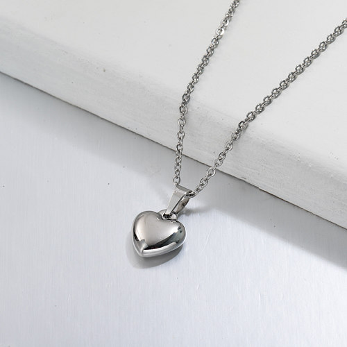 Stainless Steel Dainty Mini Heart Pendant Necklace -SSNEG143-32708