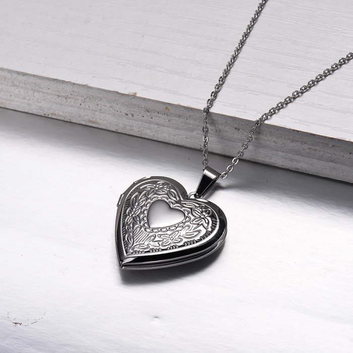 Stainless Steel Lock Pendant Necklace -SSNEG143-32853