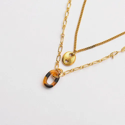 18k Gold Plated Multi Layered Necklace Tortoise Necklace -SSNEG142-33784
