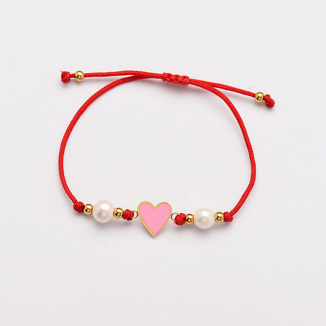 Pulseras Hechas A Mano De Perlas Corazón De Hilo Rojo -SSBTG142-33814