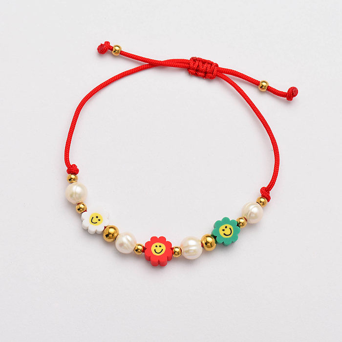 Bracelets de perles à la main à cordes rouges -SSBTG142-33820