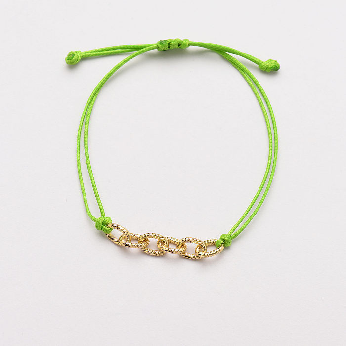 Pulseiras de fio verde com elos de corrente para mulheres -SSBTG142-33780