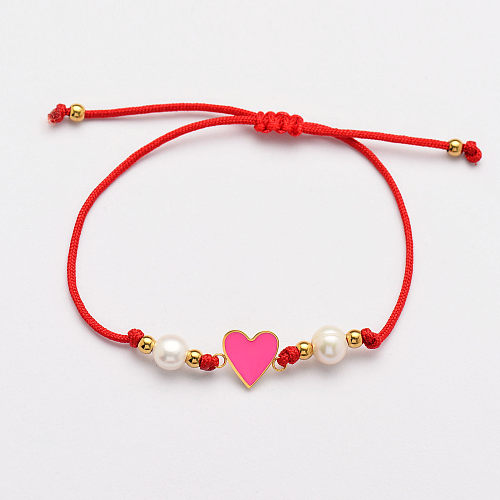 Red String Handmade Heart Pearl Bracelets -SSBTG142-33815