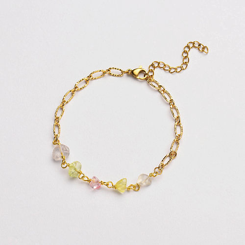 colorful beaded  link chain bracelet-SSBTG142-33628