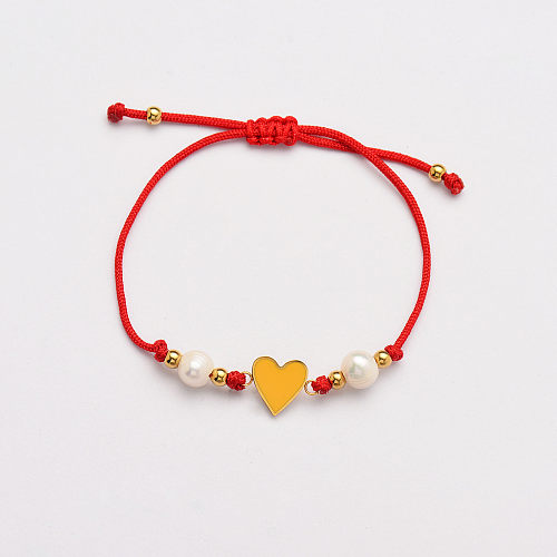 Pulseras Hechas A Mano De Perlas Corazón De Hilo Rojo -SSBTG142-33812