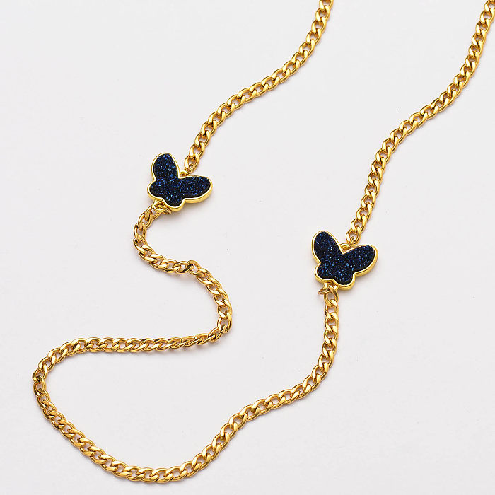 Crystal Cluster Schmetterling Halskette Lange Halskette für Damen -SSNEG142-33721