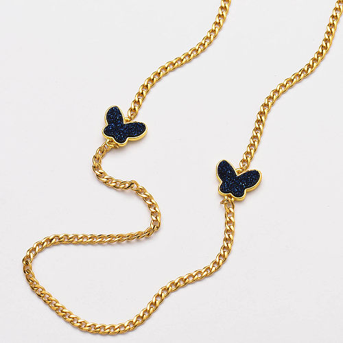 Crystal Cluster Schmetterling Halskette Lange Halskette für Damen -SSNEG142-33721