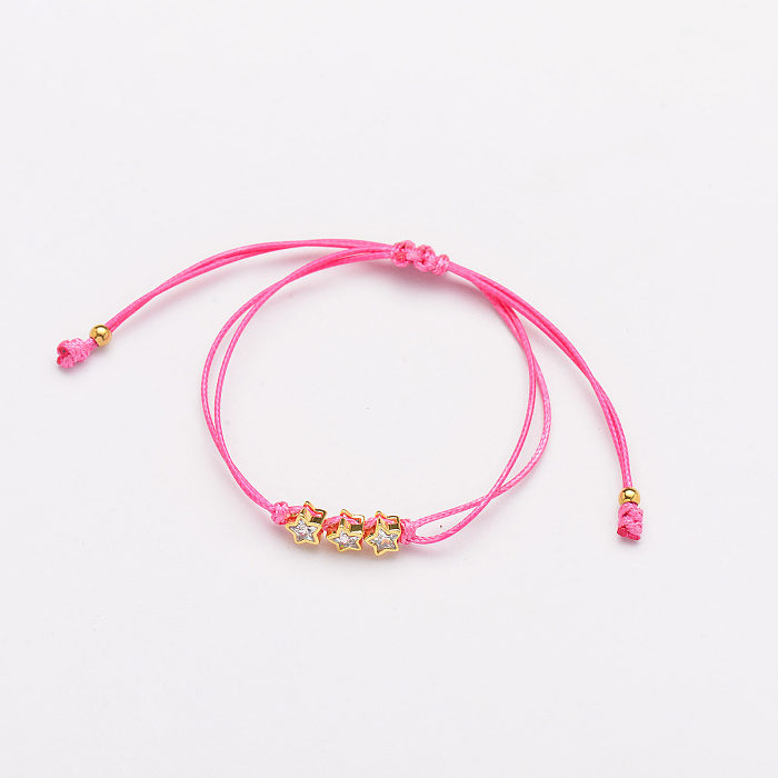 CZ Zircon Star Pink String Bracelets for Women -SSBTG142-33777