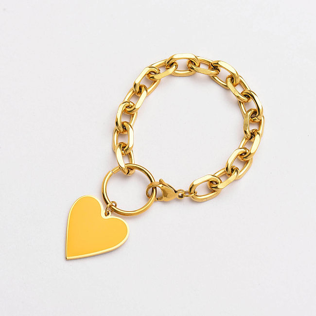18K vergoldete gelbe Herz Charm Armbänder für Frauen -SSBTG142-33773