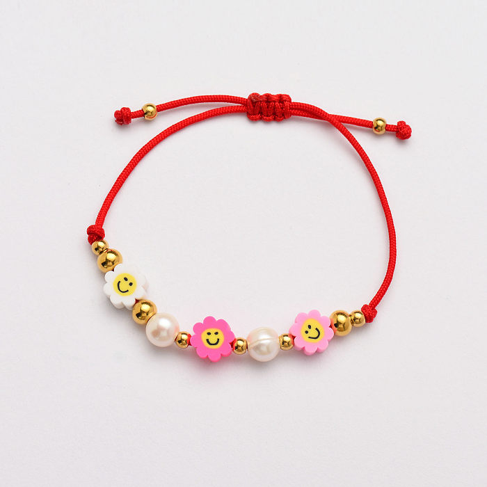 Bracelets de perles à la main à cordes rouges -SSBTG142-33821