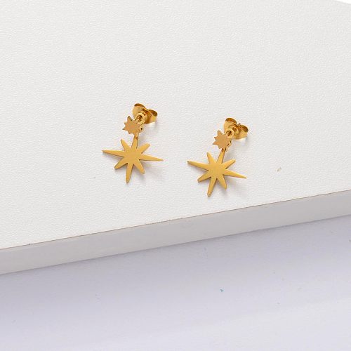 18k Gold Plated Star Drop Earrings -SSEGG143-33836
