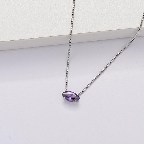 Cubic Zircon Clear Tiny Necklace -SSNEG143-33854