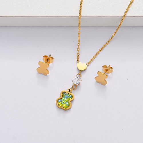 18K Gold Plated Bear Jewelry Sets for Women -SSCSG143-33865
