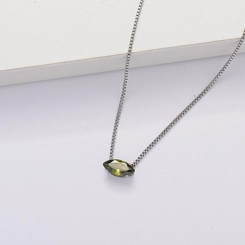 Cubic Zircon Clear Tiny Necklace -SSNEG143-33855