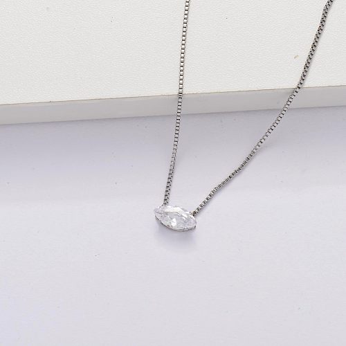 Cubic Zircon Clear Tiny Necklace -SSNEG143-33852