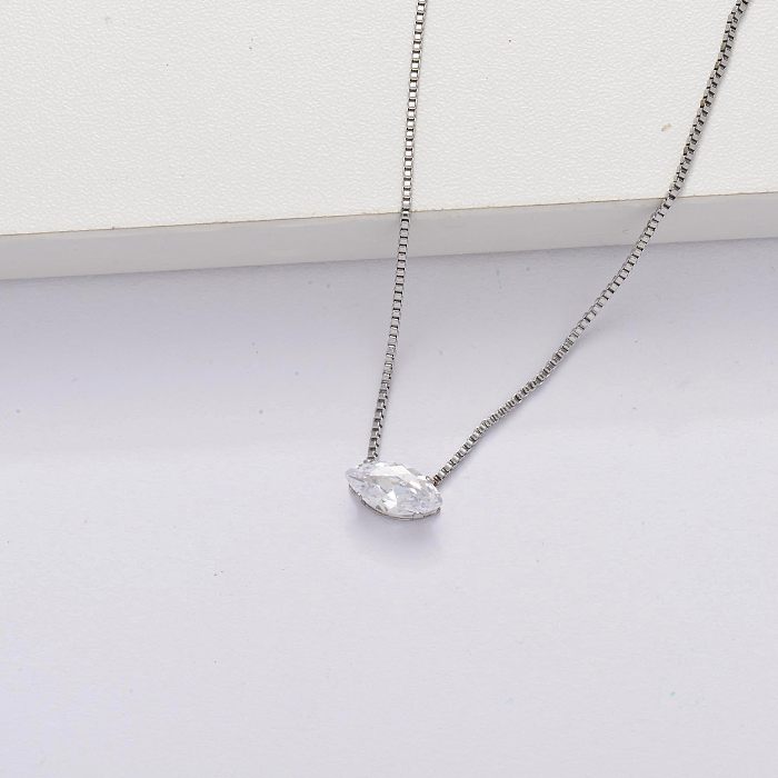 Collier minuscule transparent avec zircon cubique -SSNEG143-33852