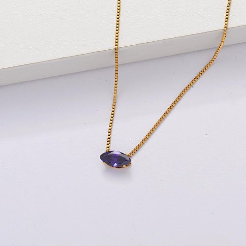 18k Gold Plated Cubic Zircon Clear Dainty Necklace -SSNEG143-33862
