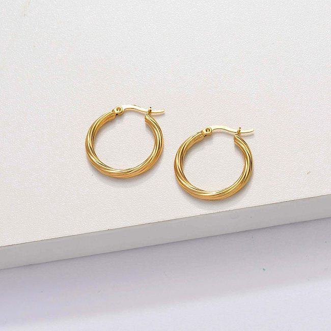 18k Gold Plated Hoop Earrings -SSEGG143-33841