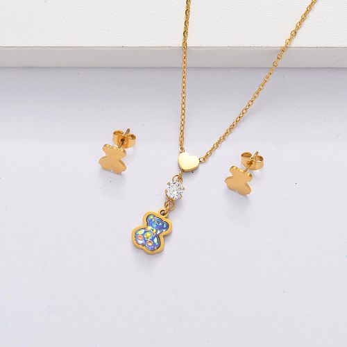 18K Gold Plated Bear Jewelry Sets for Women -SSCSG143-33866