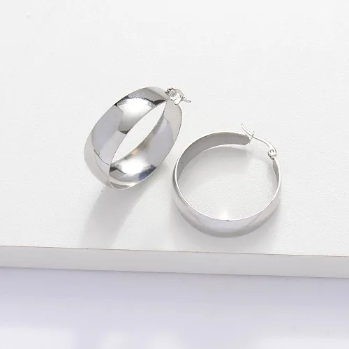 Stainless Steel Wide Hoop Earrings -SSEGG143-33898