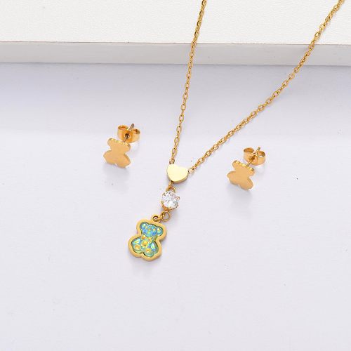 18K Gold Plated Bear Jewelry Sets for Women -SSCSG143-33869