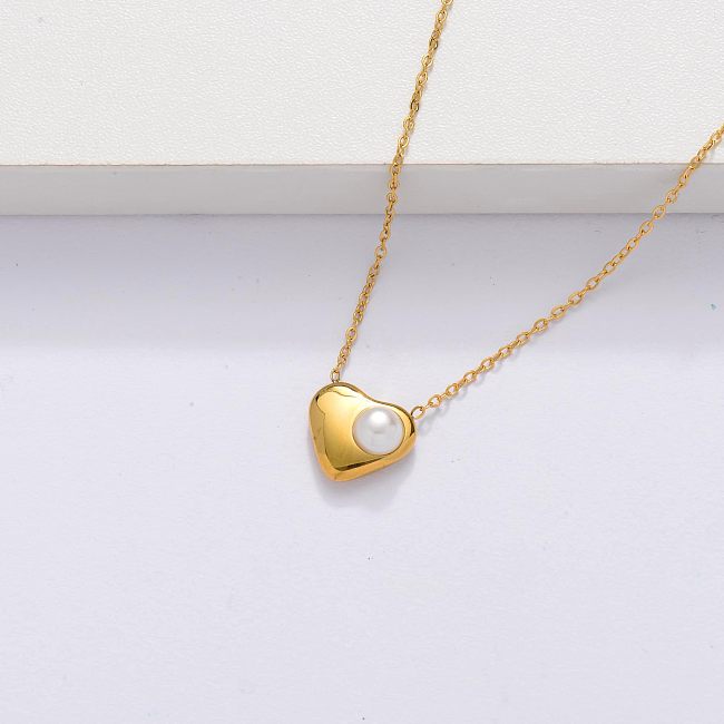 18k Gold Plated Heart Necklace -SSNEG143-33875