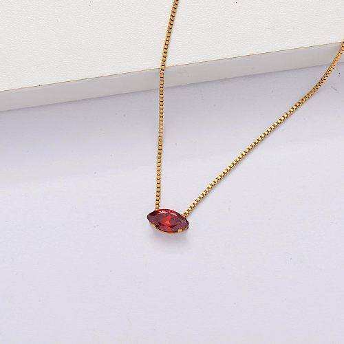 18k Gold Plated Cubic Zircon Clear Dainty Necklace -SSNEG143-33858
