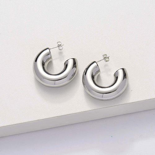 Stainless Steel C Cuff Tube Hoop Earrings -SSEGG143-33848