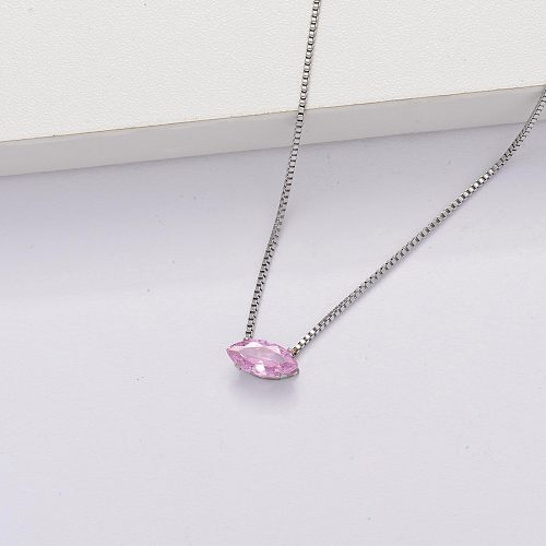 Cubic Zircon Clear Tiny Necklace -SSNEG143-33857